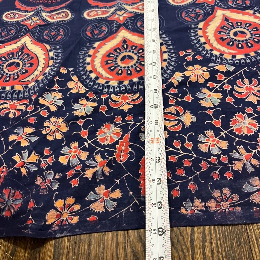 Navy Blue Mandala Tapestry Bohemian Floral Paisley Wall Hanging 102x84 Large